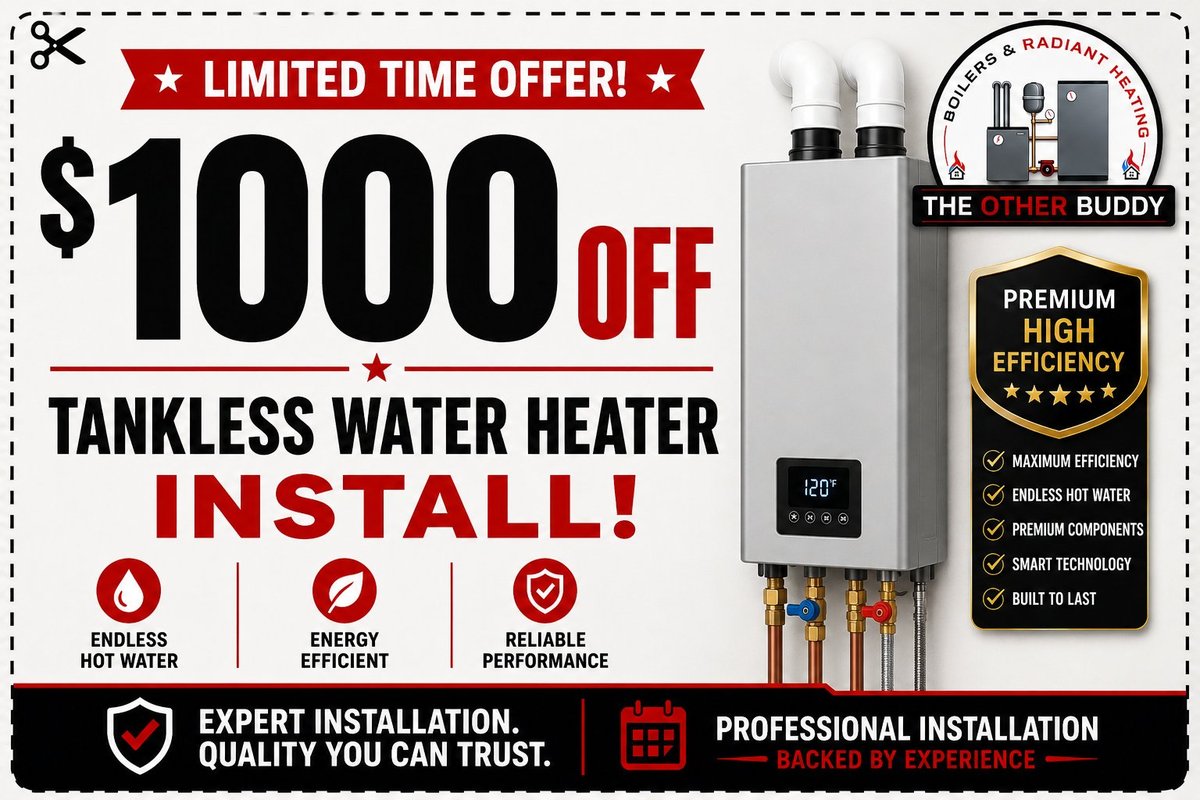 $1000 off tankless water heater install — limited time offer